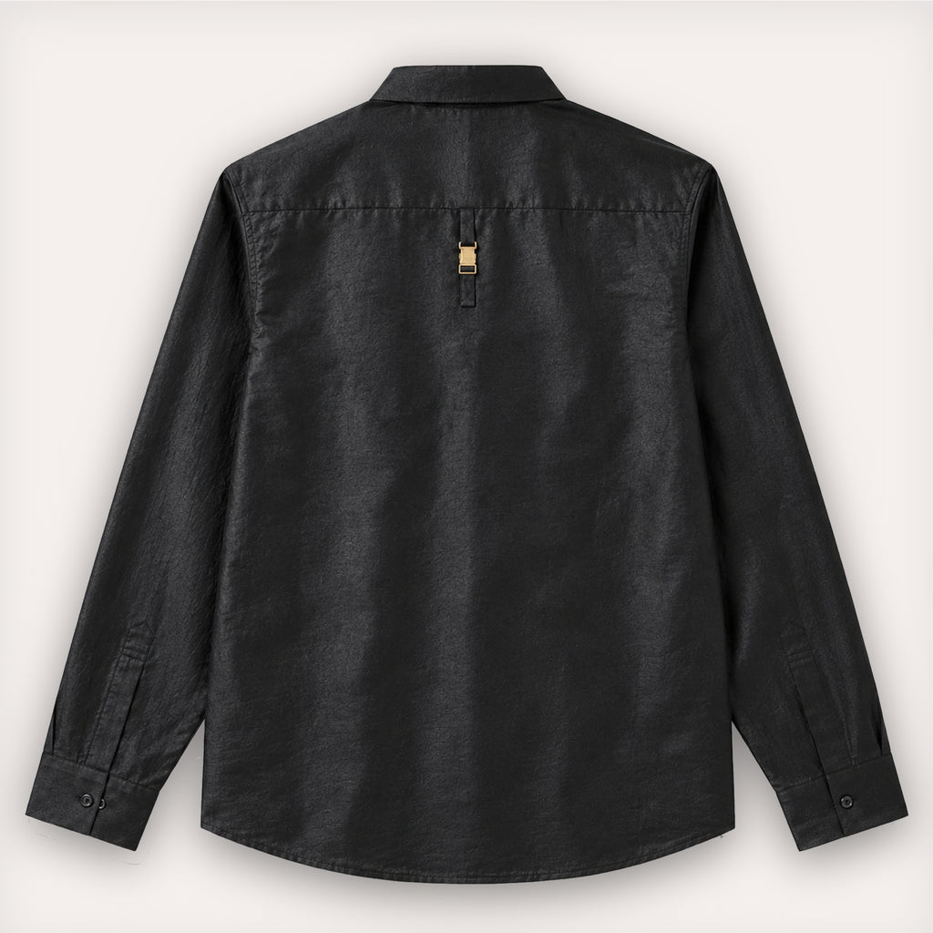 BLACK  TAILORED SILK KHADI SHIRT