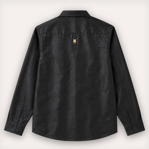 BLACK  TAILORED SILK KHADI SHIRT
