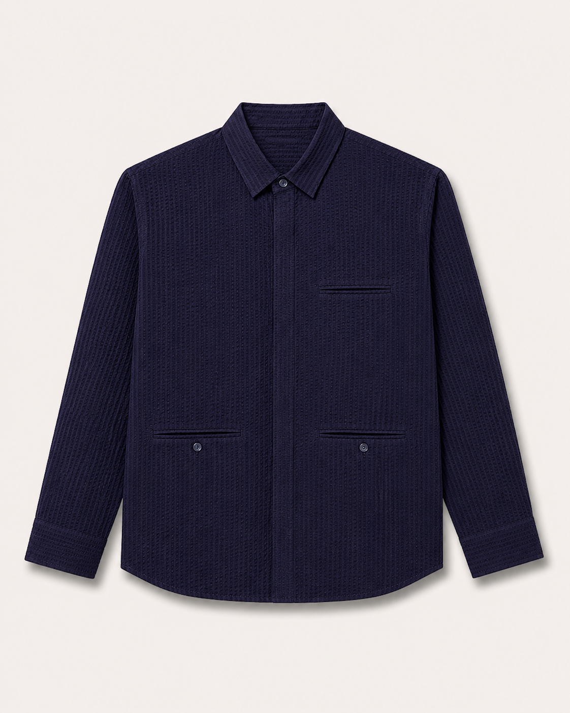 Classic Seersucker Shirt with Back Detail