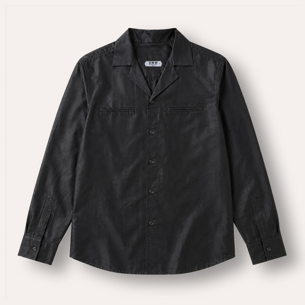 BLACK  TAILORED SILK KHADI SHIRT