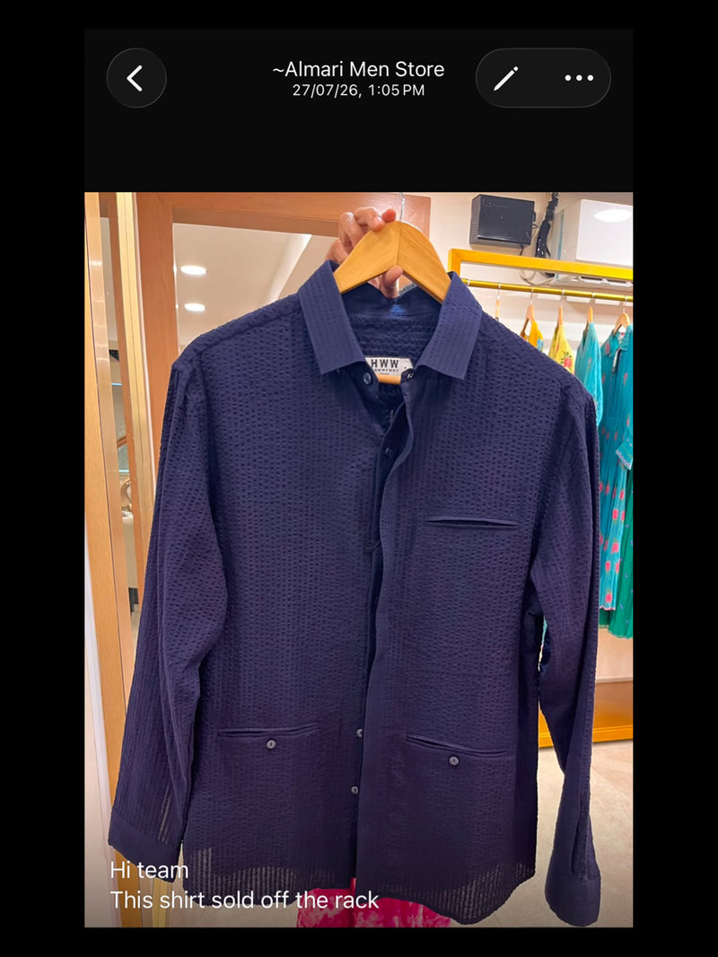 Classic Seesucker Shirt with Back Detail in Blue